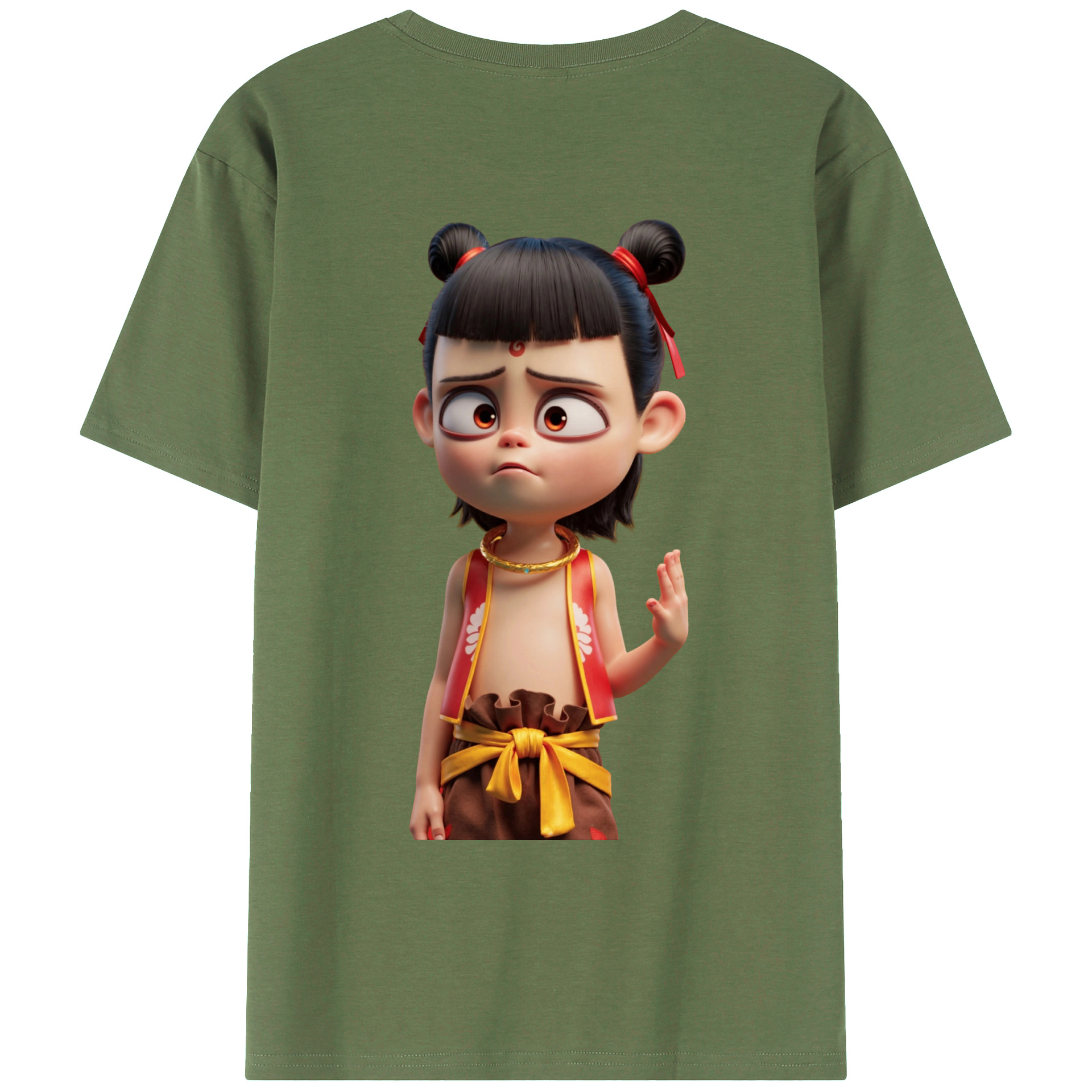 （画像用） Ne Zha 2 ナタ 魔童の大暴れ 綿100％ メンズ半袖Tシャツ（バックプリント） 通気性